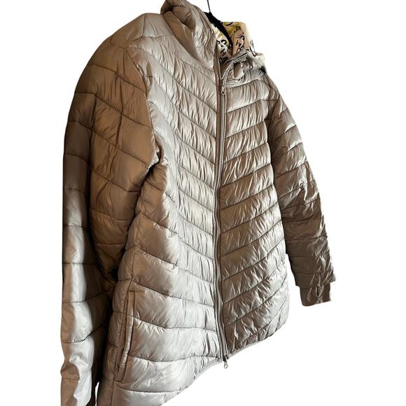 Offline By Aerie Hooded Puffer Jacket Womens Size XL Silver Full Zip Long Sleeve - Picture 2 of 8